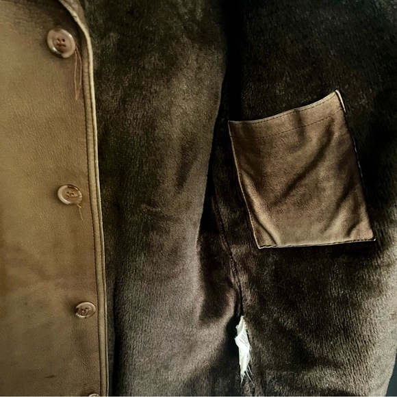 Vintage Zara Brown Leather Coat Size M - Picture 4 of 11